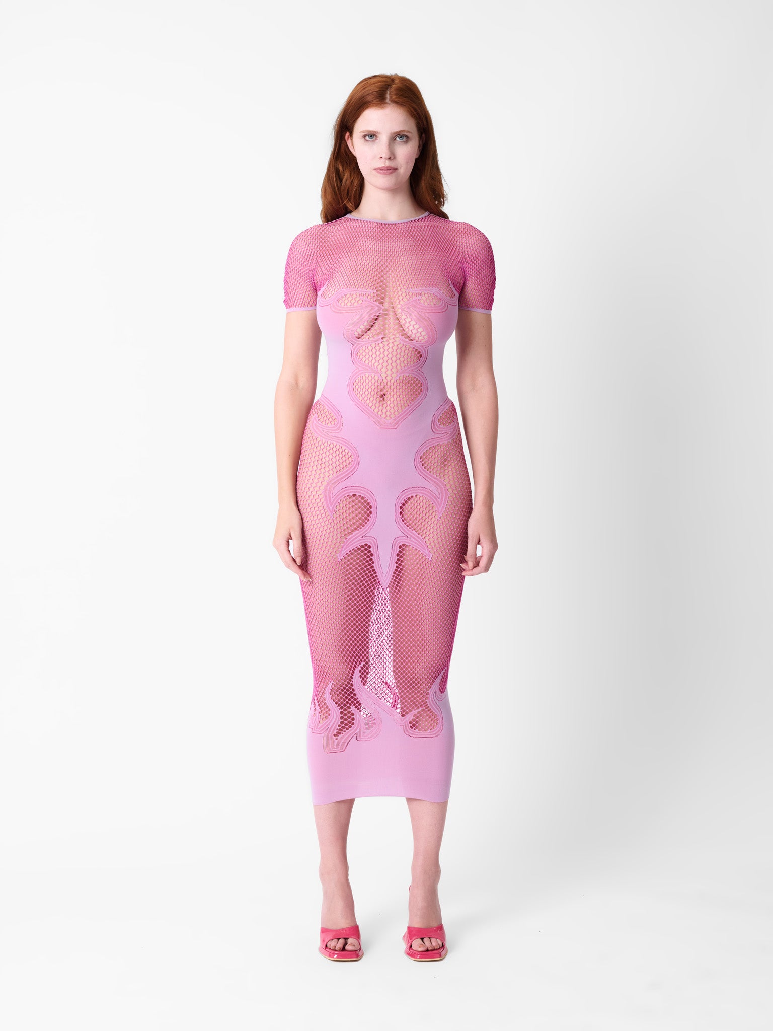 Peachy Fishnet Maxi Bodycon Dress Lilac Peachy Fishnet Maxi Bodycon Dress Lilac