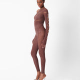 Ivy Long Rhinestone Jumpsuit Old Money Brown