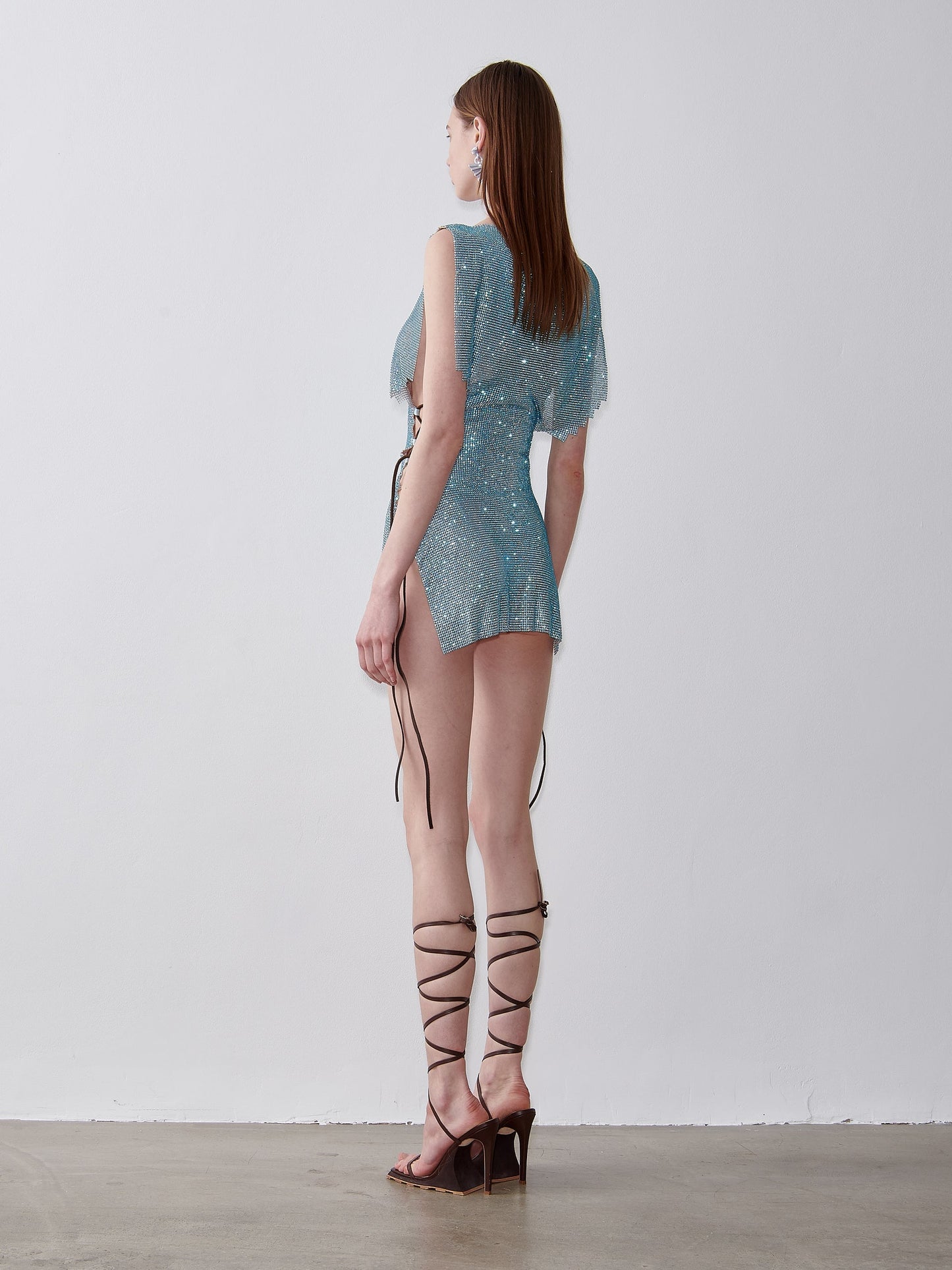 Rhinestoned Bamm Bamm Dress Cerulean