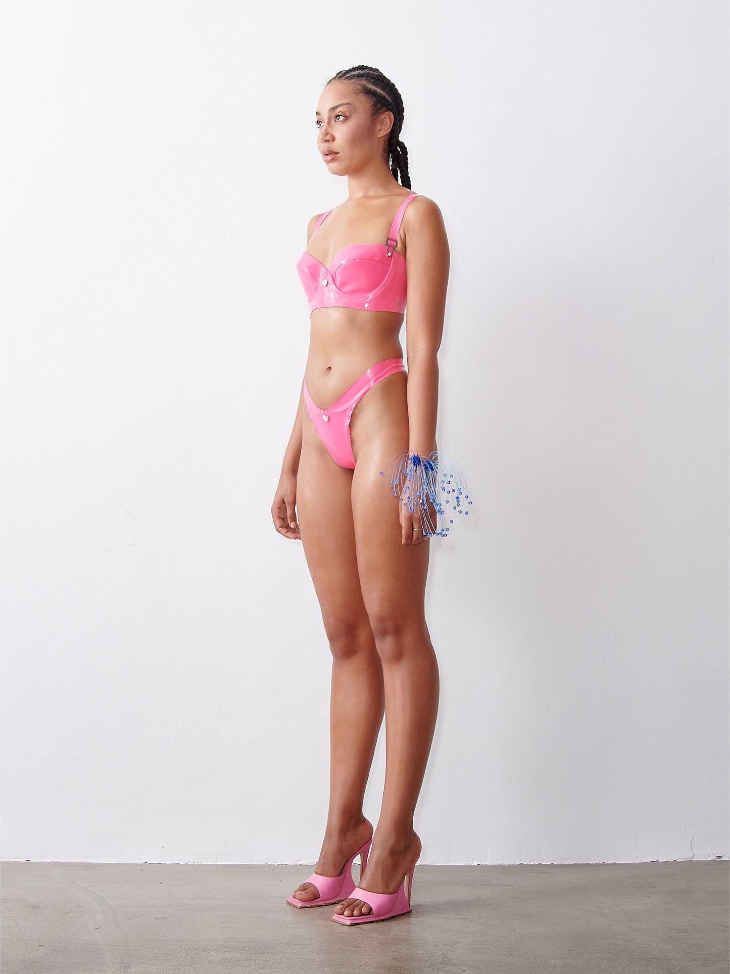 Latex Carpenter Thong Magenta Pink