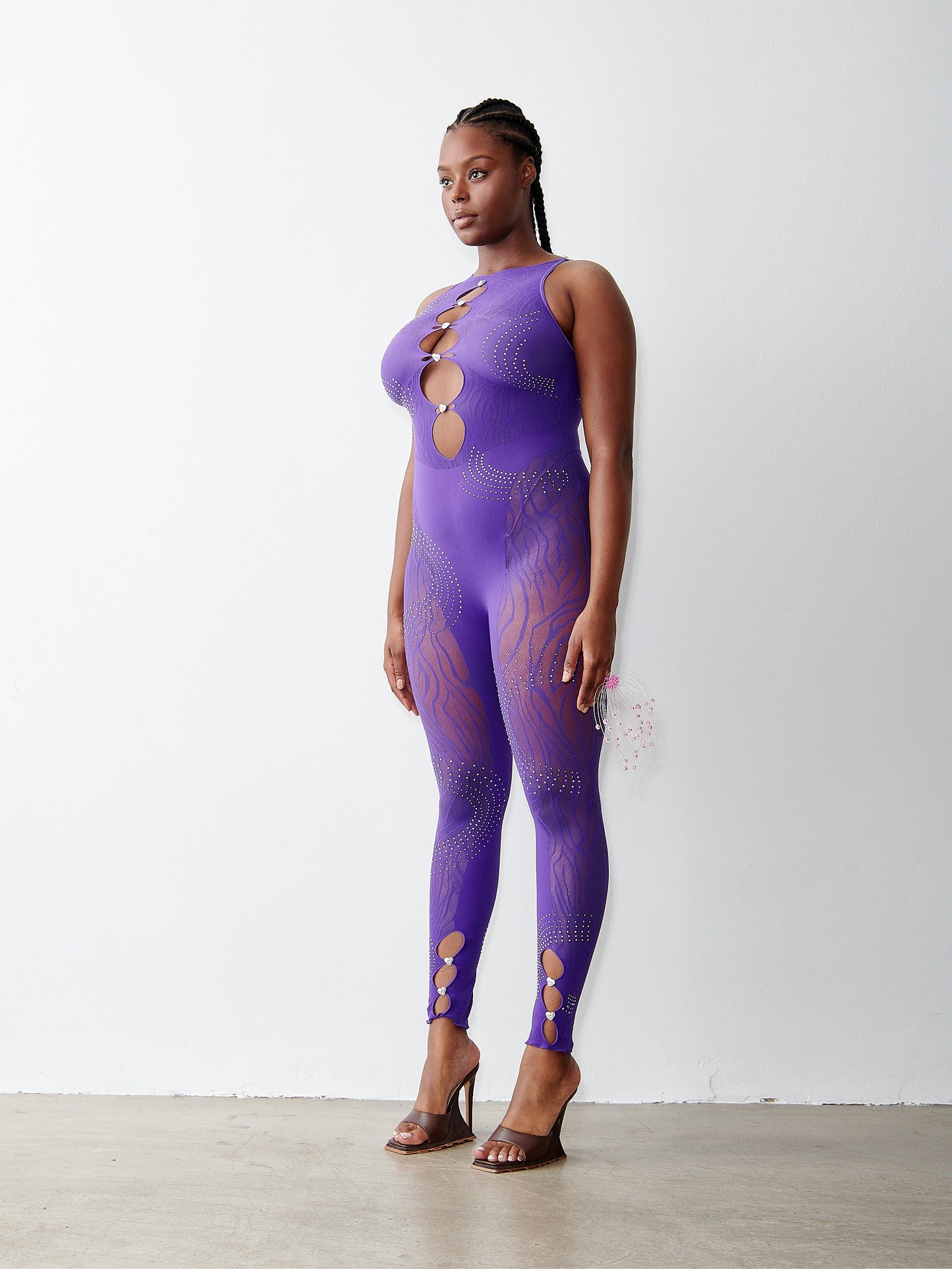 Rhinestoned Janice Jumpsuit Purple Rain