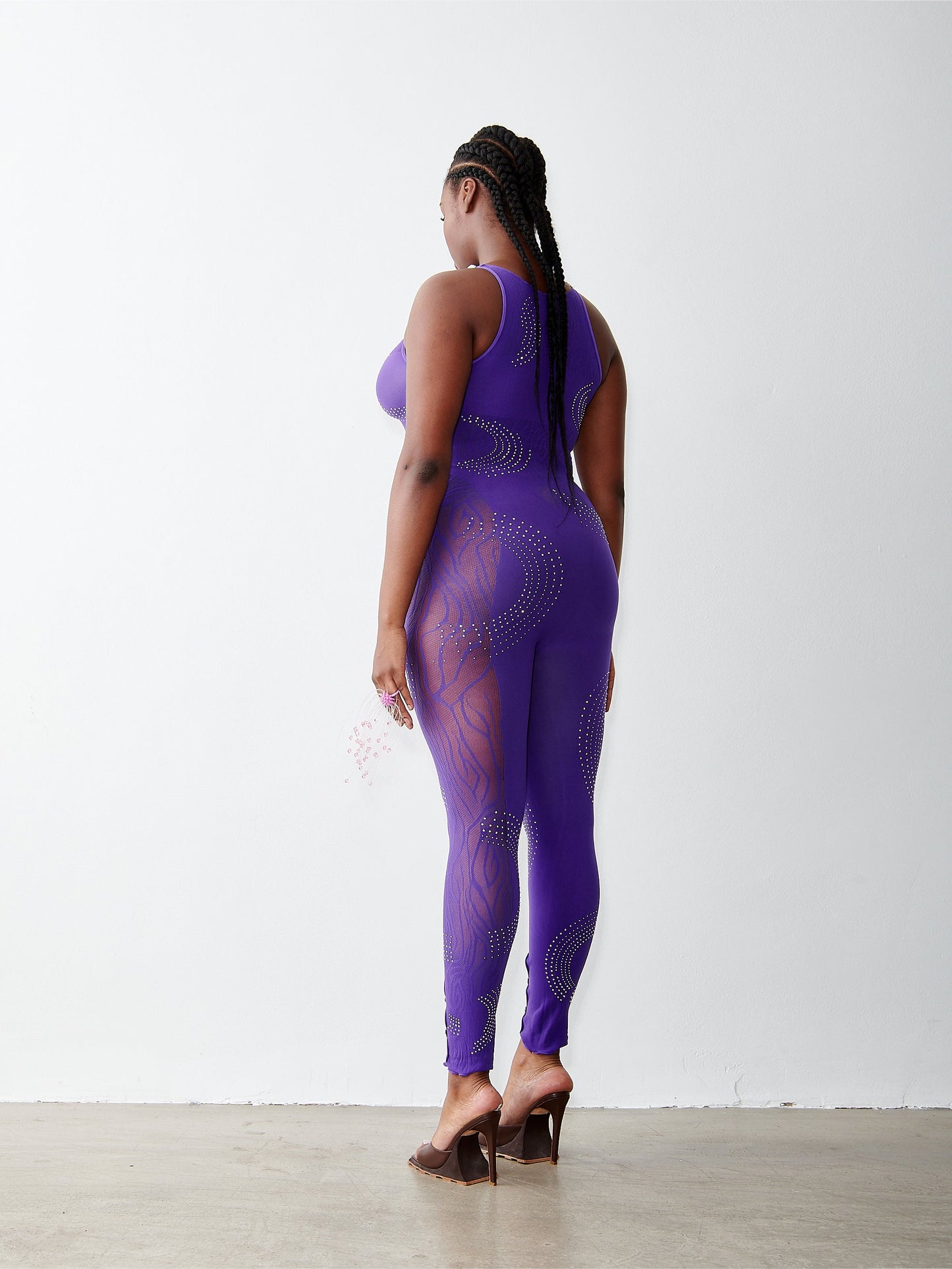 Rhinestoned Janice Jumpsuit Purple Rain