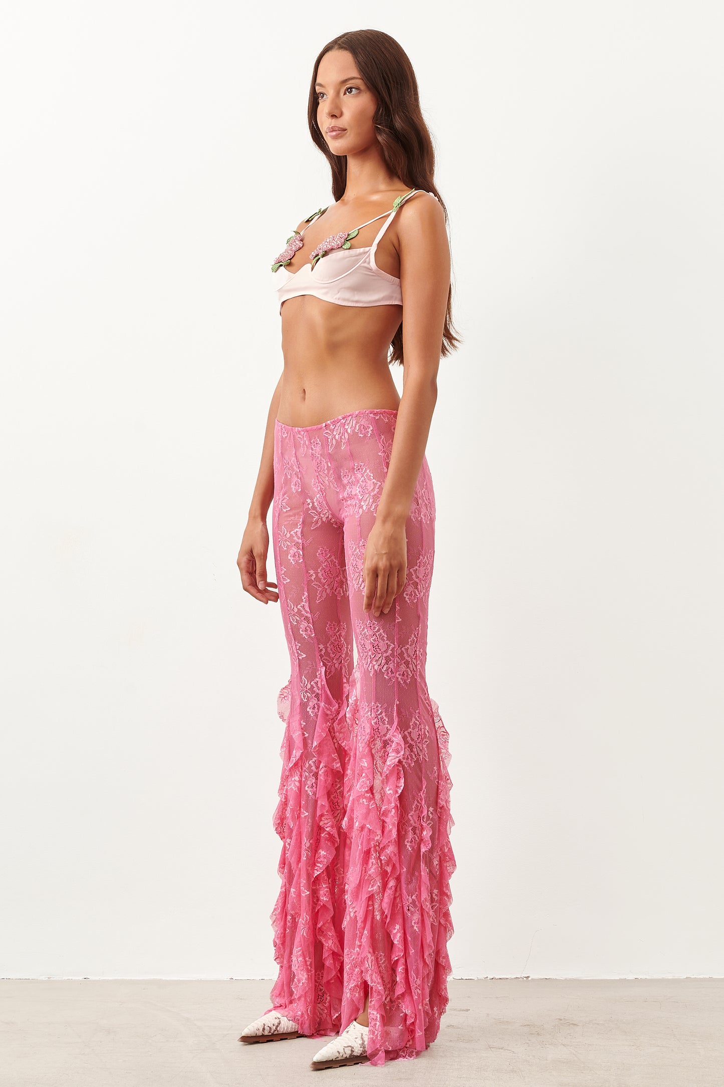 Annamaria Floral Chiffon Bra Pink