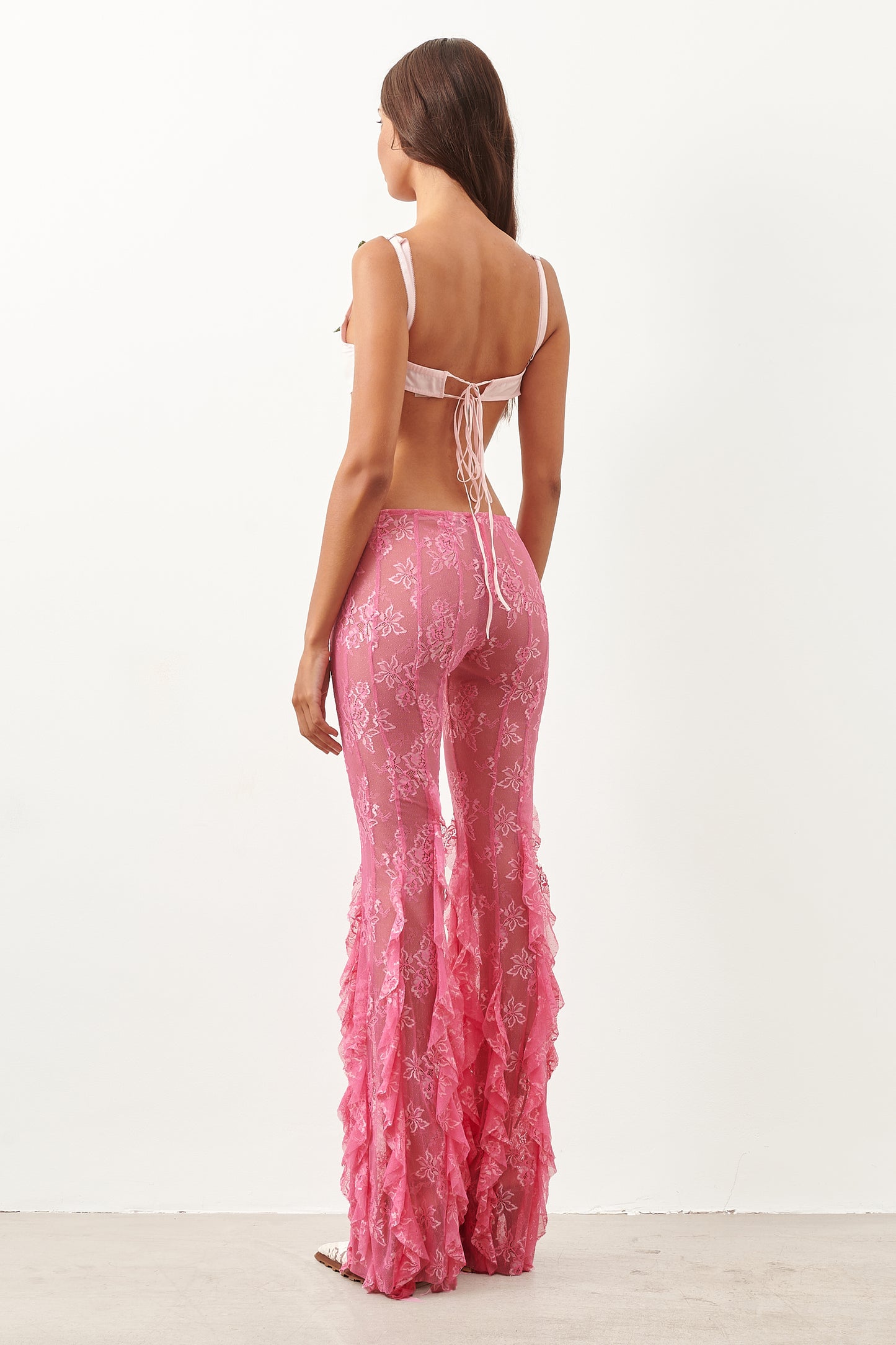 Rhonda Ruffle Trousers Fuchsia Pink
