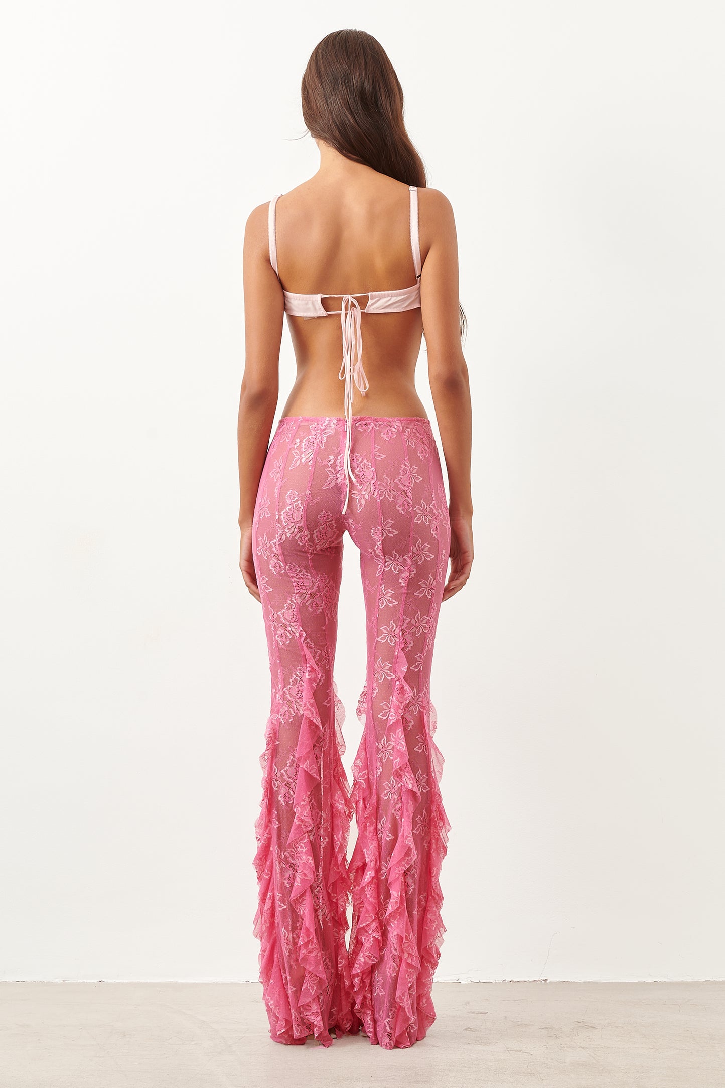Rhonda Ruffle Trousers Fuchsia Pink