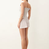 State Skirt Grey/Pink Pinstripe