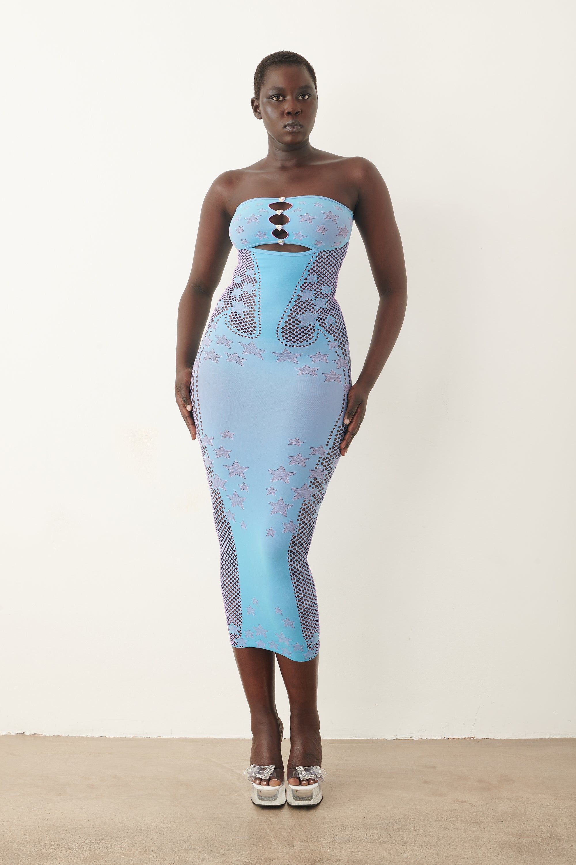Roxie Bandeau Bodycon Maxi Dress Blue Roxie Bandeau Bodycon Maxi Dress Blue