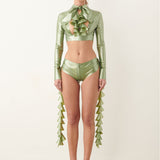 Bailey Blouse Latex Dollar Bill Green