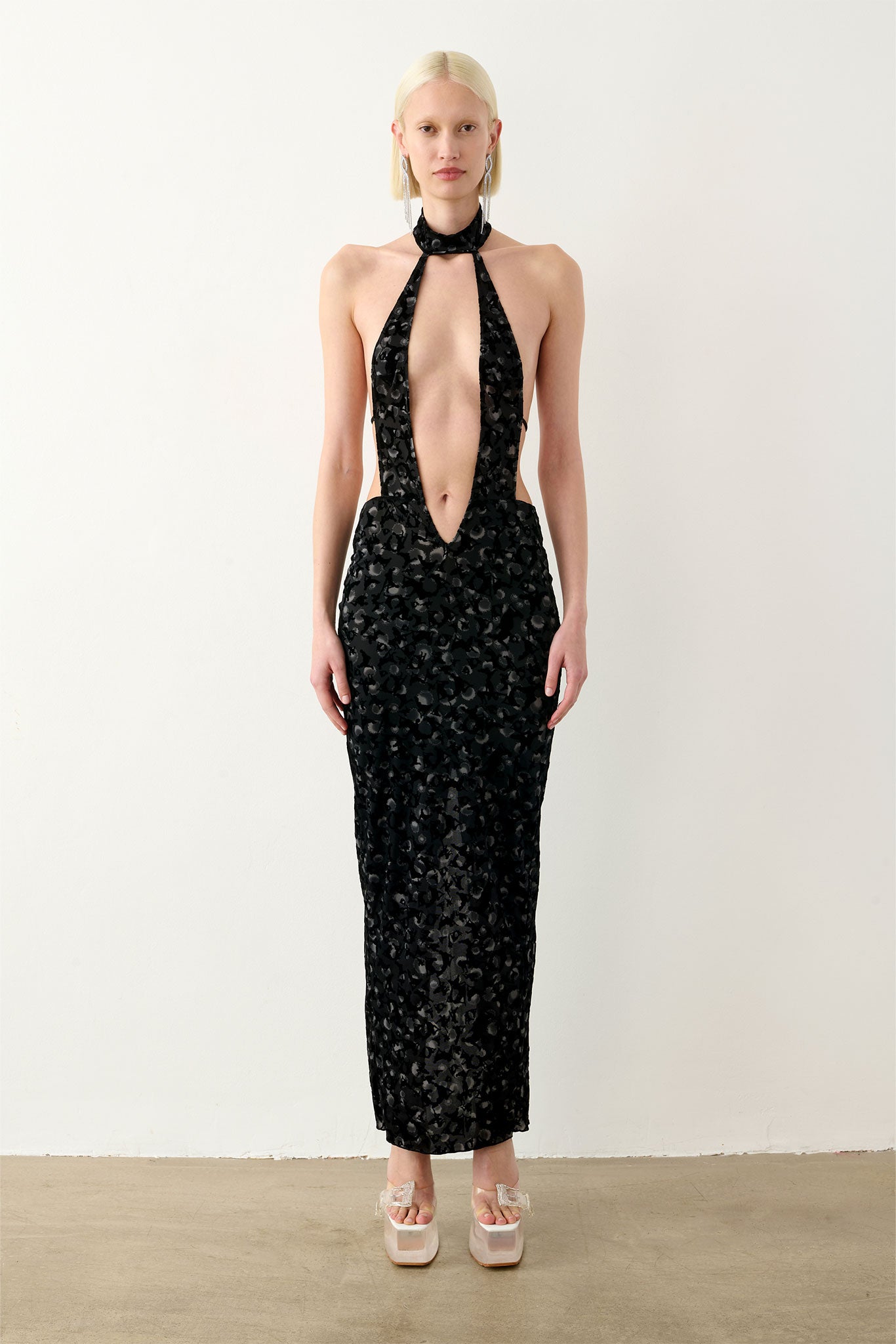 Bare Backless Halterneck Maxi Dress Black Leopard | POSTER GIRL Bare Backless Halterneck Maxi Dress Black Leopard | POSTER GIRL