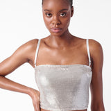 Rosalyn Top Metallic Chainmail Silver Chrome