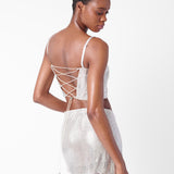 Rosalyn Top Metallic Chainmail Silver Chrome