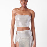 Rosalyn Top Metallic Chainmail Silver Chrome