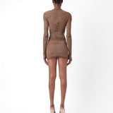 Raquel Dress Kahlua Brown Rhinestone