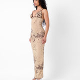 Hun Dress Beige Zebra Print