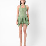 Limited Edition Munroe Rhinestone Dress in Stripe Billionaire Green