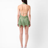 Limited Edition Munroe Rhinestone Dress in Stripe Billionaire Green