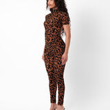 Knockout Jumpsuit Chestnut Leopard Print