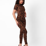 Knockout Jumpsuit Chestnut Leopard Print