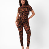 Knockout Jumpsuit Chestnut Leopard Print
