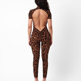 Knockout Jumpsuit Chestnut Leopard Print
