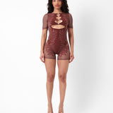 Dinero Playsuit Old Money Brown