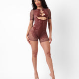 Dinero Playsuit Old Money Brown