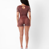 Dinero Playsuit Old Money Brown