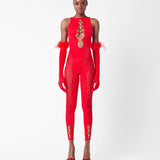 Rhinestoned Janice Jumpsuit X Gloves Heartbreaker