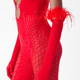 Rhinestoned Janice Jumpsuit X Gloves Heartbreaker