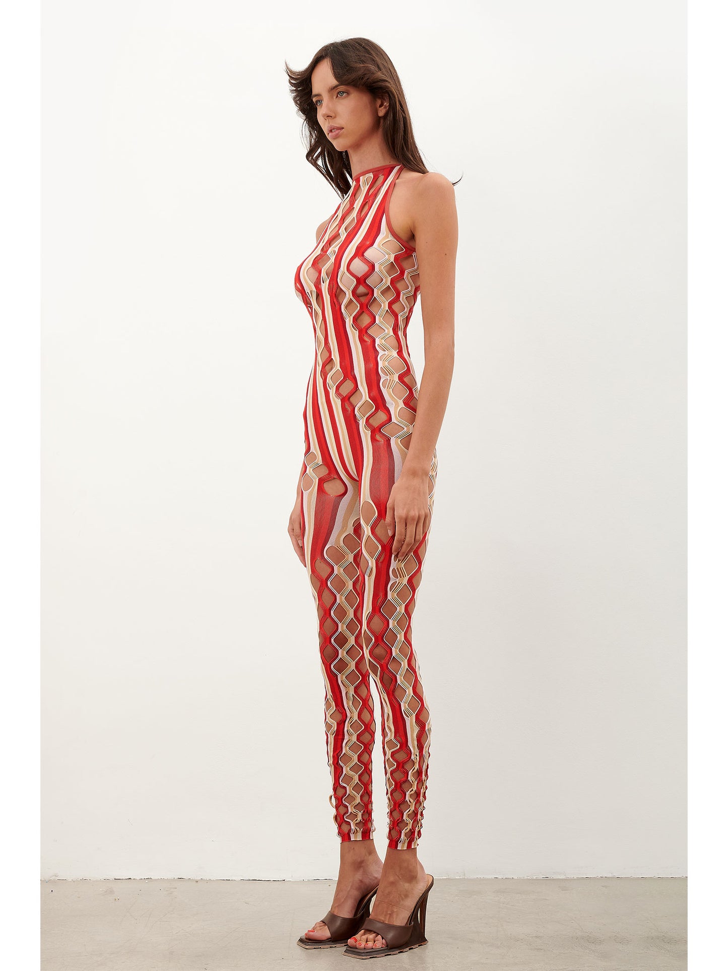 Reef Jumpsuit Burgundy Stripe