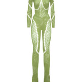 Rhinestoned Kai Jumpsuit Sativa Green