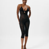 Scarlett Pedal Pusher Jumpsuit Black Zebra Print