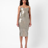 Whistle Latex Midi Dress Silver