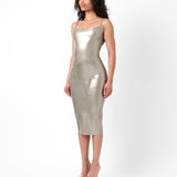 Whistle Latex Midi Dress Silver