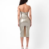 Whistle Latex Midi Dress Silver