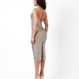 Whistle Latex Midi Dress Silver