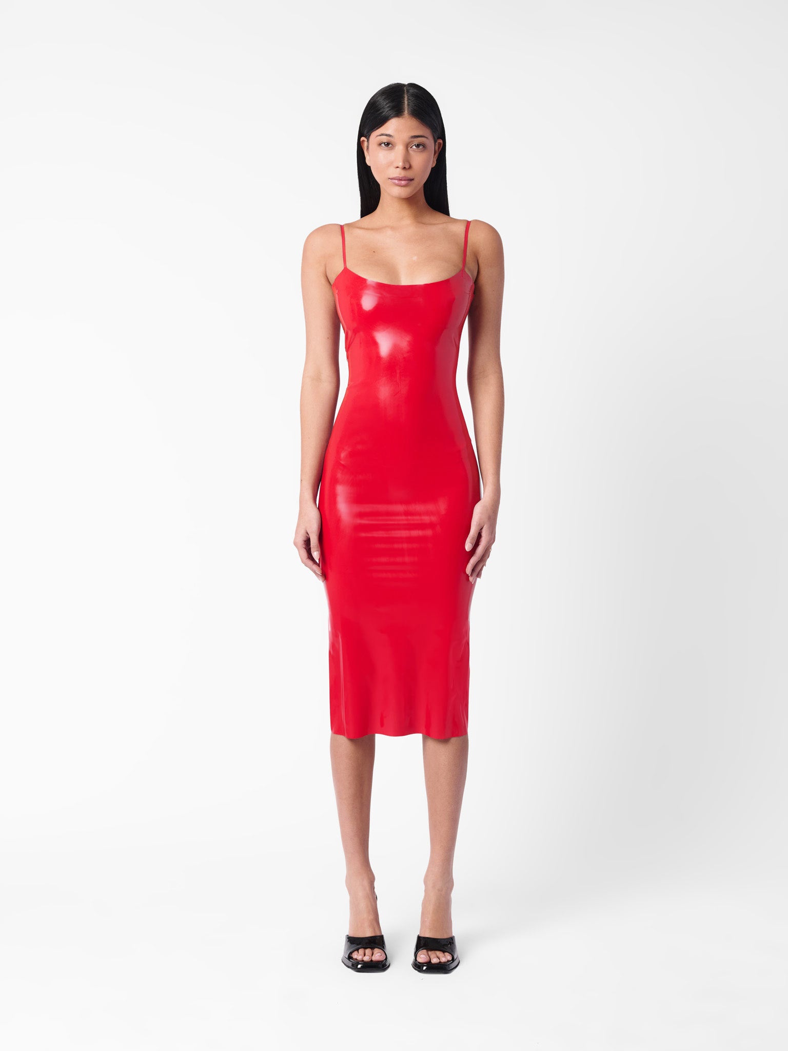 POSTER GIRL - Women's Whistle Latex Midi Dress Red Medium POSTER GIRL - Women's Whistle Latex Midi Dress Red Medium