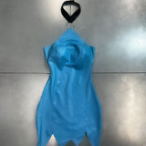 BEDROCK LATEX DRESS LIGHT BLUE