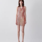 Rhinestoned Beyan Dress Aperol Spritz