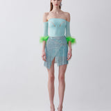 Rhinestoned Winona Skirt in Crystallised Cerulean