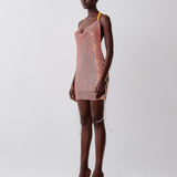 Rhinestoned Zeina Dress Aperol Spritz
