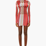 Neptune Dress Burgundy Stripe