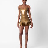 Calabria Latex Skirt Gold