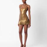 Calabria Latex Skirt Gold