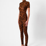Knockout Jumpsuit Chestnut Leopard Print