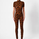 Knockout Jumpsuit Chestnut Leopard Print