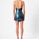 OnlyFans Whistle Latex Mini Dress Peacock Blue