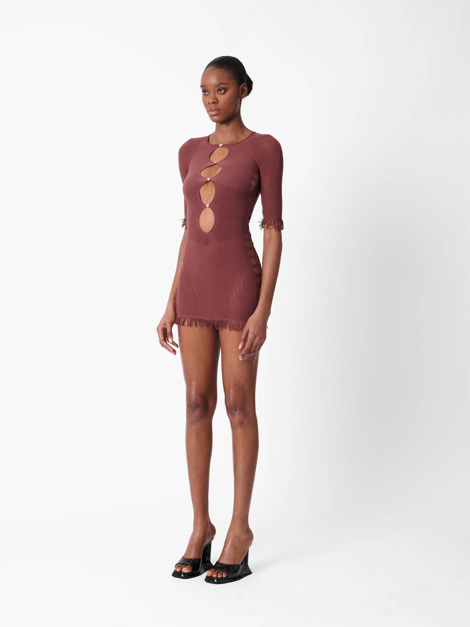 Miranda Cut-Out Bodycon Mini Dress Old Money Brown | POSTER GIRL Miranda Cut-Out Bodycon Mini Dress Old Money Brown | POSTER GIRL