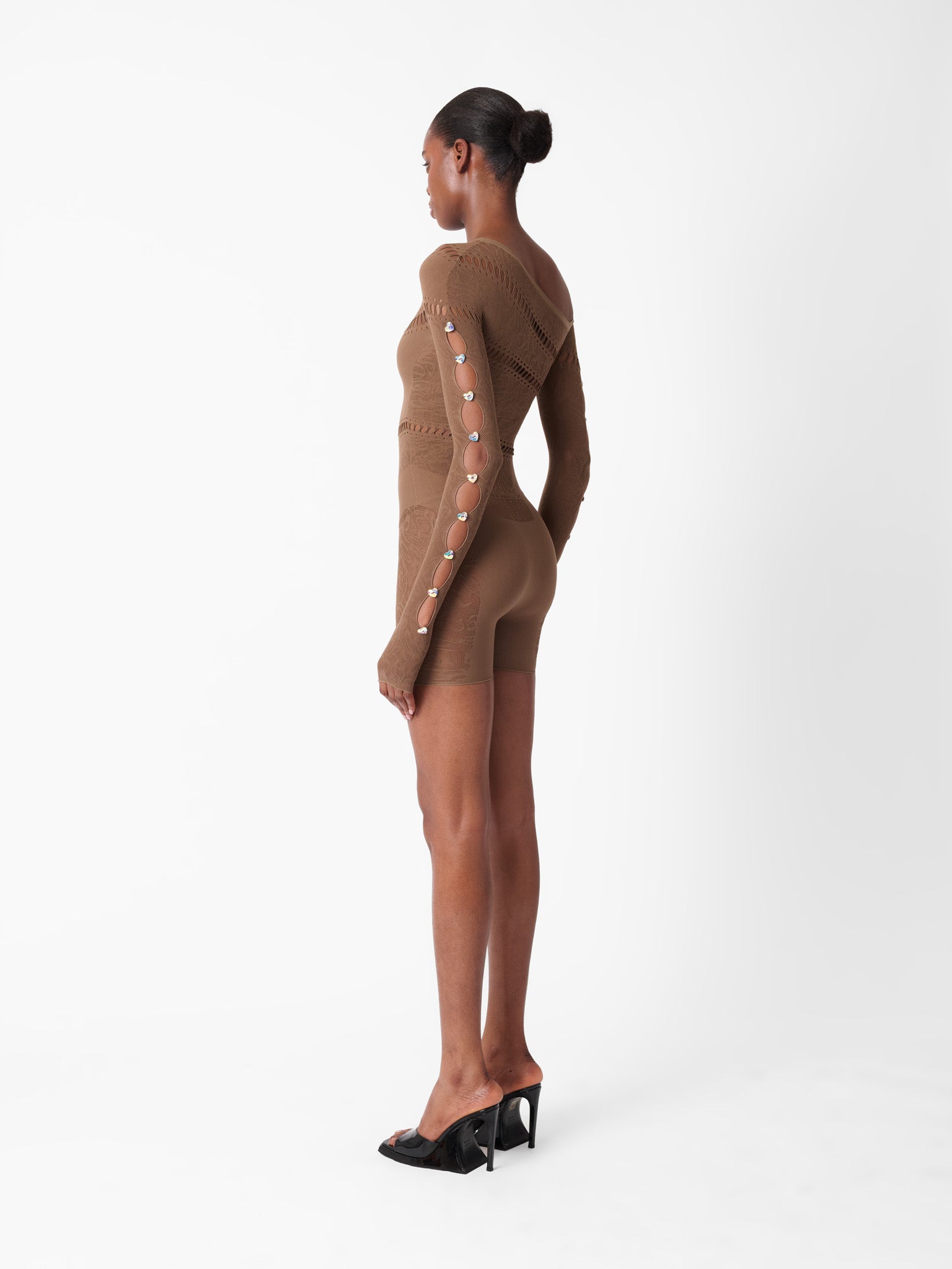poster girl brown dress Miranda Cut-Out Bodycon Mini Dress Old Money Brown