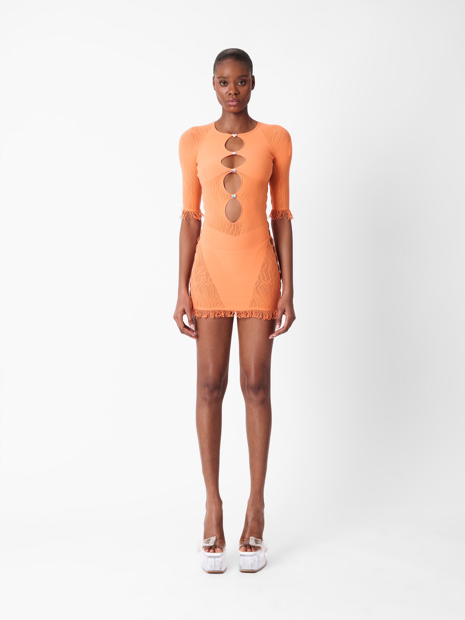 Miranda Cut-Out Bodycon Mini Dress Tangerine Orange